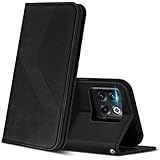 ZONNAVI Hülle für Oneplus 10T 5G, PU Leder Handyhülle mit Kartenfächer und Standfunktion, Lederhülle Flip Wallet Case Schutzhülle für Oneplus 10T 5G (Schwarz)